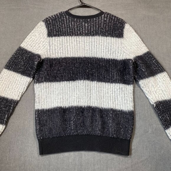 INC Striped Knit Striped Fuzzy Sweater Black & White Cotton Blend Womens size M - Picture 6 of 10